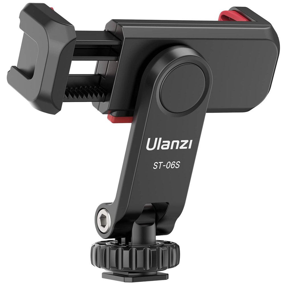 ULANZI ST-06S Phone Tripod Mount, Universal Smartphone Mount Adapter with 2 Cold Shoe, 360 Rotates Adjustable Cell Phone Clip Clamp Holder, Compatible with iPhone 17/16/15, Samsung Galaxy Cell Phones