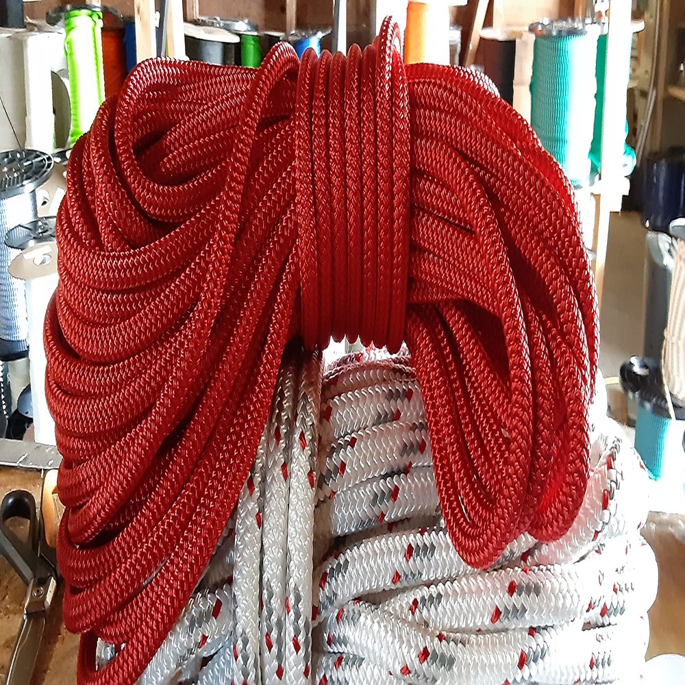 1/2 x 100 ft. Double Braid-Yacht Braid Polyester Rope Hank. Red