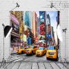 Loccor 9x6ft Fabric City Theme Backdrop New York Night Taxi Street Times Square Photography Travel Scape Photo Booth Wedding Birthday Graduation Nature Party Poster Banner Studio Video Background view 1