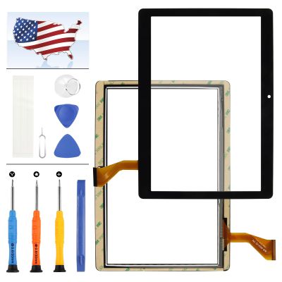 New for 10.1" Dragon Touch K10 Tablet Screen Replacement Camera Hole 12CM Touchscreen Panel Digitizer Parts Kits with Adhedive Tape + Repair Tools (Not LCD Display) (Black)