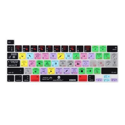 XSKN Illustrator English Silicone Shortcuts Keyboard Cover Skin for Touch Bar Models 2019 MacBook Pro 16 inch A2141 2020 MacBook Pro 13.3 inch A2251 A2289 A2338 M1 Keyboard US & EU Common Version