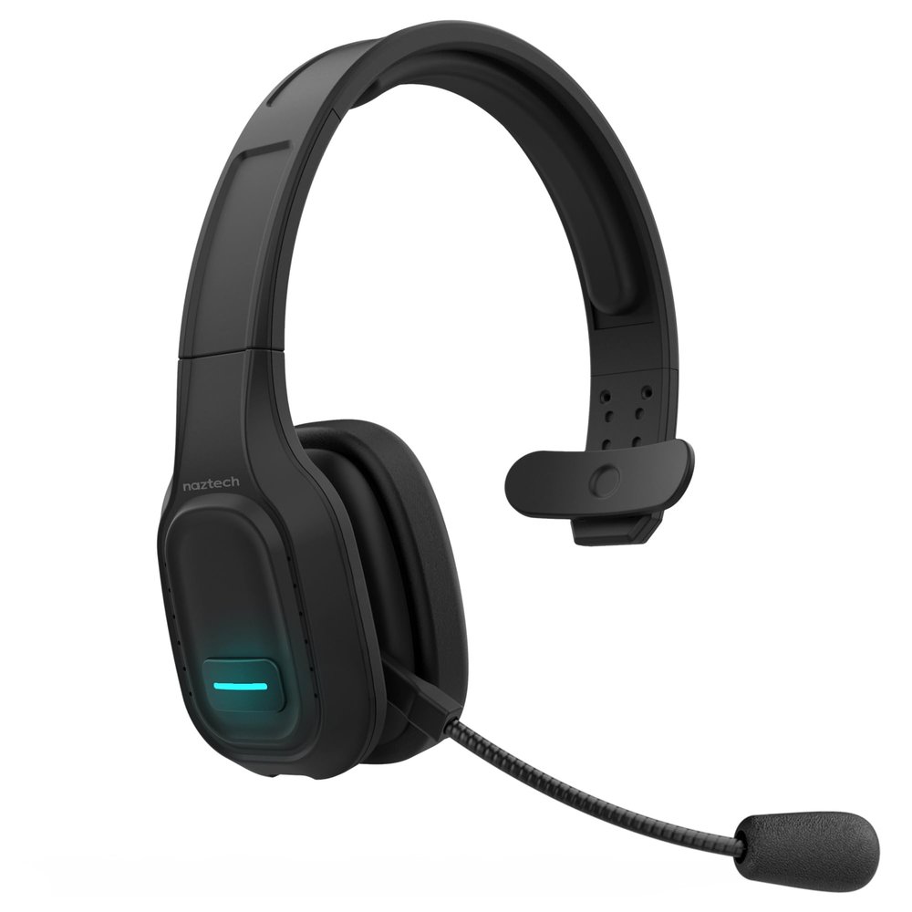 Naztech Trucker Bluetooth Headset with Microphone - Wireless Headset with Mic and Noise Canceling Technology, Adjustable Headband, for Truck Drivers, Home Office, Work and Driving