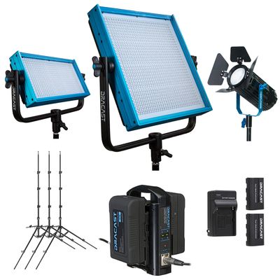 Dracast DRRNSBKDV 5600K Daylight, V-Mount Remote Newsroom Studio Basics Kit