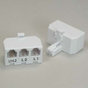 ACCL RJ11 6P4C Line Splitter, Line1/Line2/Line1+Line2, 3 Pack