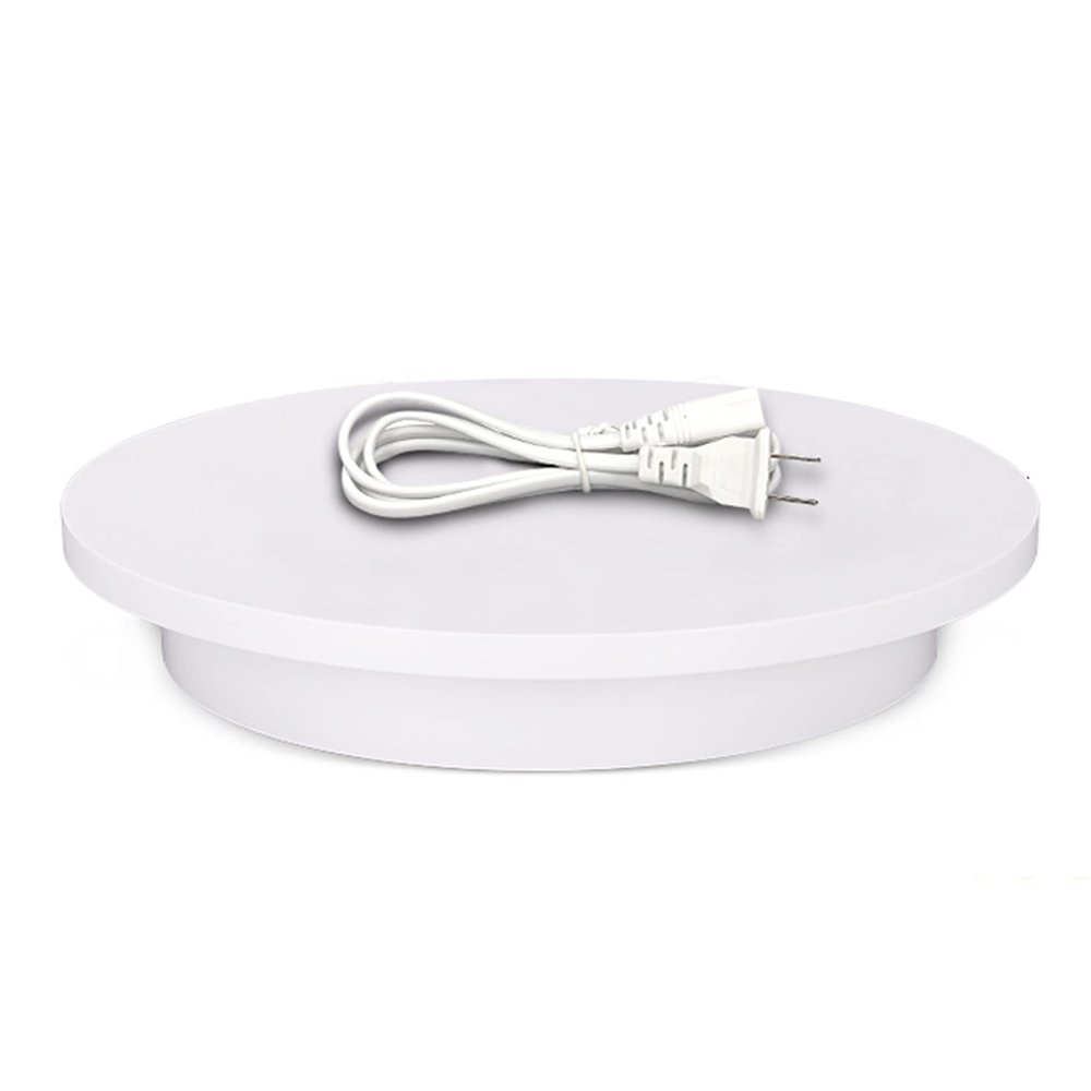 KUYUEOR Electric Turntable Display 360 Degree Photography Display for Collectibles Jewelry Watch Digital Camera Cosmetic (15.7 in Diameter 77 Lb Capacity)-White 40cm
