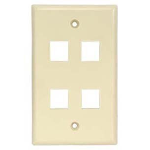 ACCL 4Port Keystone Wallplate Ivory Smooth Face, 5 Pack