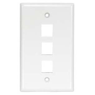 ACCL 3Port Keystone Wallplate White Smooth Face, 4 Pack