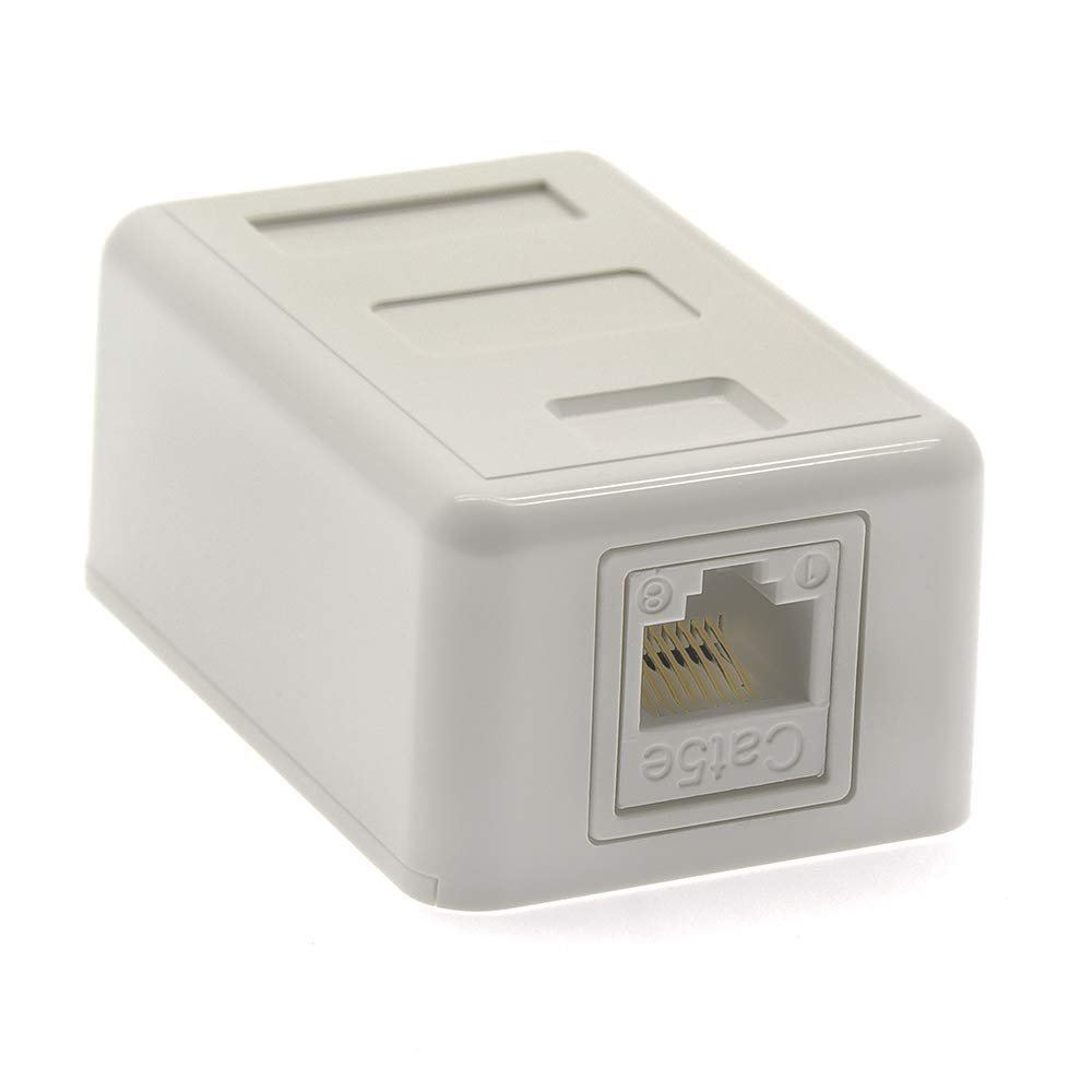 ACCL Cat.5E 1-Port Surfacemount Box White w/Keystone Jack, 10 Pack