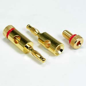 ACCL Banana Plug Gold Plated Metal Plug, Red, 4 Pack