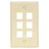 ACCL 6Port Keystone Wallplate Ivory Smooth Face, 3 Pack view 1