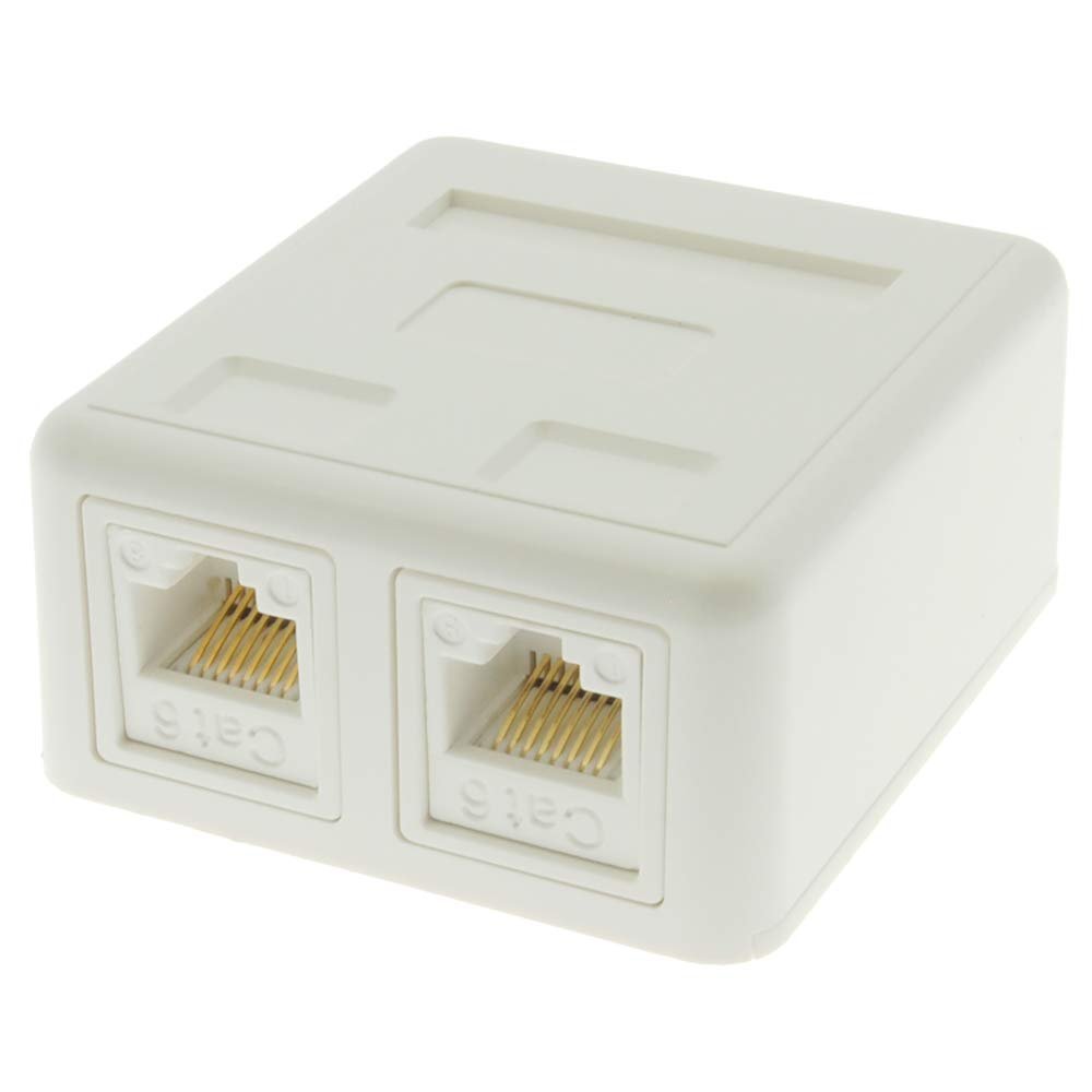ACCL Cat.6 2Port Surface Mount Box White w/Jack, 5 Pack