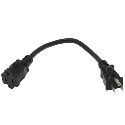 ACCL 1Ft Power Cord 5-15P to 5-15R Black/SJT 16/3, 4 Pack