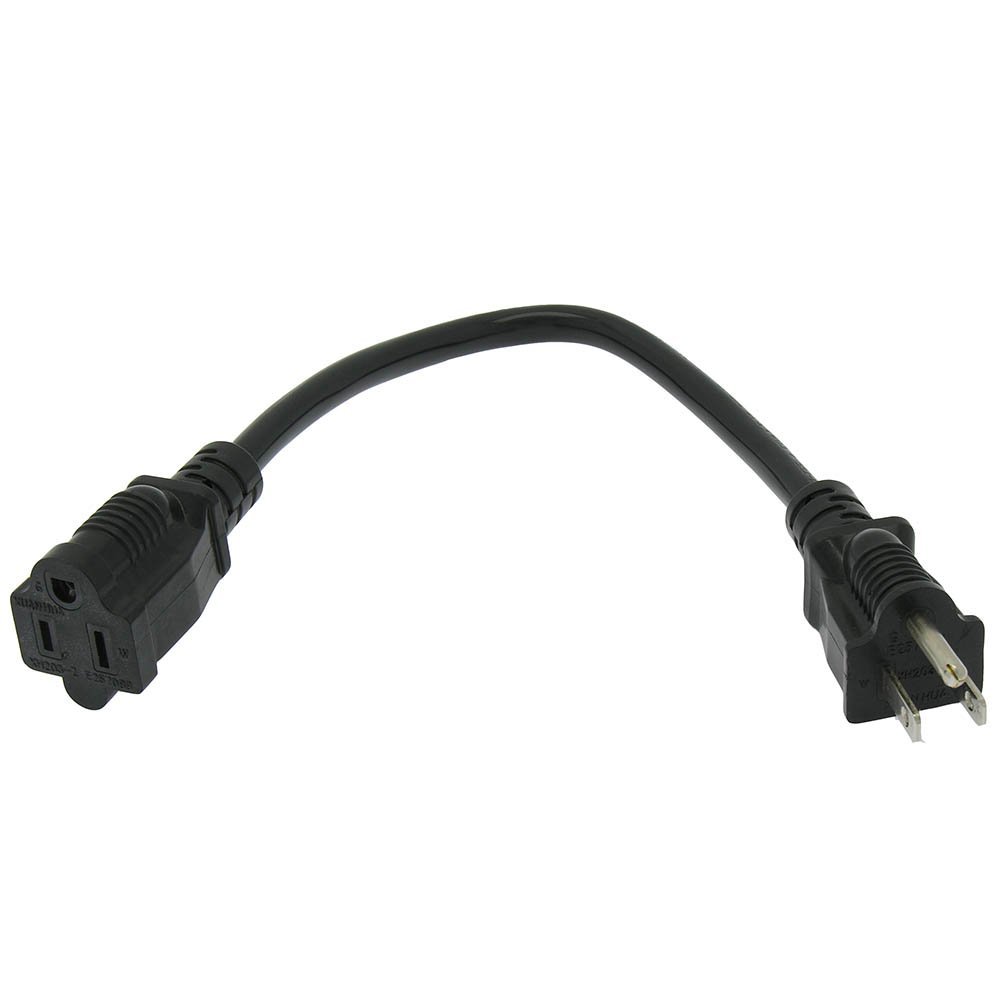 ACCL 1Ft Power Cord 5-15P to 5-15R Black/SJT 16/3, 4 Pack