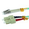 ACCL 1m LC/UPC-SC/UPC OM3 Multimode Duplex Aqua Fiber Optic Patch Cable, 5 Pack view 1