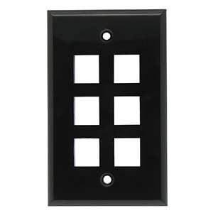 ACCL 6Port Keystone Wallplate Black Smooth Face, 2 Pack