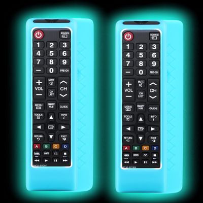 2 Pack Remote case for Samsung Controller, Silicone Cover for BN59-01199F Smart TV Control Skin Sleeve Glow in The Dark Sky Blue
