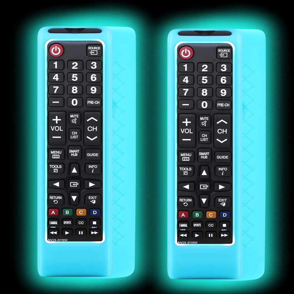 2 Pack Remote case for Samsung Controller, Silicone Cover for BN59-01199F Smart TV Control Skin Sleeve Glow in The Dark Sky Blue