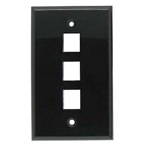 ACCL 3Port Keystone Wallplate Black Smooth Face, 10 Pack