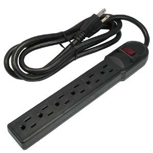 ACCL 6Ft 6-Outlet Surge Protector 14AWG/3, 15A, 90J Black, 2 Pack