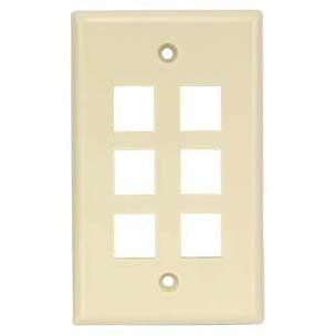 ACCL 6Port Keystone Wallplate Ivory Smooth Face, 4 Pack