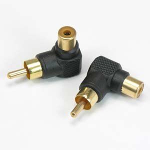 ACCL RCA Male/Female Right Angle Adapter, Black, 3 Pack