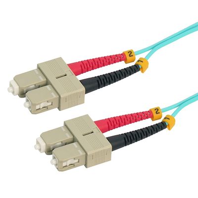 ACCL 1m SC/UPC SC/UPC OM4 Multimoide Duplex Aqua Fiber Optic Patch Cable, 3 Pack