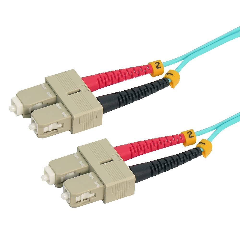 ACCL 1m SC/UPC SC/UPC OM4 Multimoide Duplex Aqua Fiber Optic Patch Cable, 3 Pack