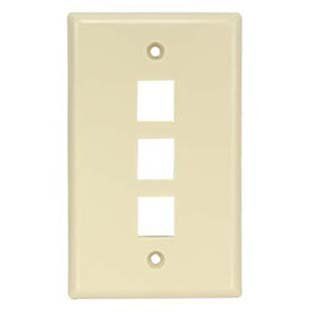 ACCL 3Port Keystone Wallplate Ivory Smooth Face, 3 Pack