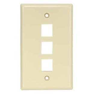 ACCL 3Port Keystone Wallplate Ivory Smooth Face, 3 Pack