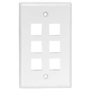 ACCL 6Port Keystone Wallplate White Smooth Face, 3 Pack