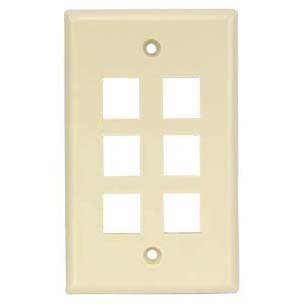 ACCL 6Port Keystone Wallplate Ivory Smooth Face, 5 Pack