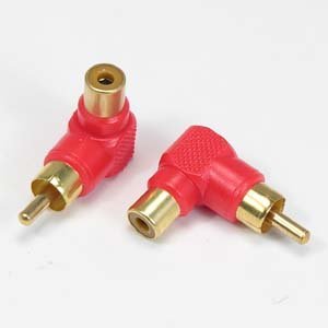 ACCL RCA Male/Female Right Angle Adapter, Red, 3 Pack