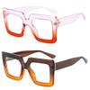 bullabulling Oversized Square Anti-Blue Reading Glasses Eye Fatigue Colorful Gradient Cat Eye Fashion Glasses view 1