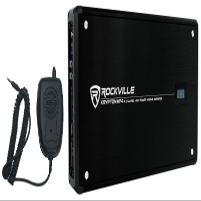 Rockville Krypton MF4 2400W Peak/600W RMS 4-Channel Marine Amplifier, Class-AB, Adjustable Crossovers, Rustproof Aluminum and Stainless Steel Construction for Boats