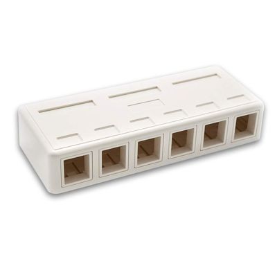 ACCL 6 Port RJ45 Surface Mount Box White (Box Only), 10 Pack