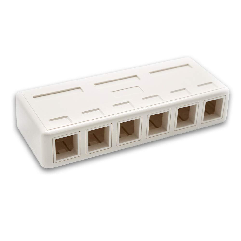 ACCL 6 Port RJ45 Surface Mount Box White (Box Only), 10 Pack