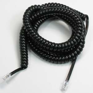 ACCL 25Ft Coiled Handset Cord, RJ22 (4P4C) Black, 3 Pack