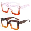 bullabulling Oversized Square Anti-Blue Reading Glasses Eye Fatigue Colorful Gradient Cat Eye Fashion Glasses view 1