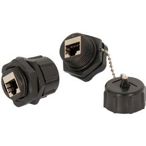 ACCL Cat.6 RJ45 Shielded Industrial Panelmount Bulkhead Coupler with Dust Cap, 4 Pack