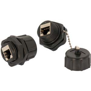 ACCL Cat.6 RJ45 Shielded Industrial Panelmount Bulkhead Coupler with Dust Cap, 4 Pack