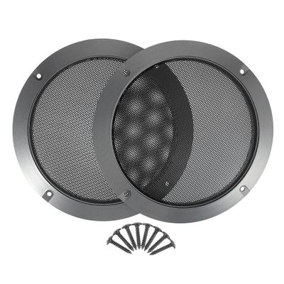 ACROPIX 6.5 Inch Universal Speaker Grills Cover Mesh Guard Protective Case with Screws Titanium Tone - Pack of 2