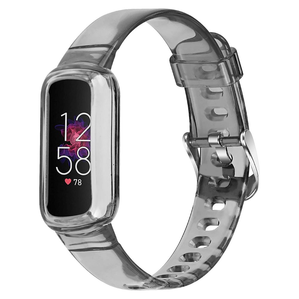 Fit for Fitbit Luxe/Luxe SE Bands with Protective Bumper Case Cover for Women Men, Clear Silicone Replacement Watch Band Wristbands Bracelet Straps for Fitbit Luxe Special Edition (Black)