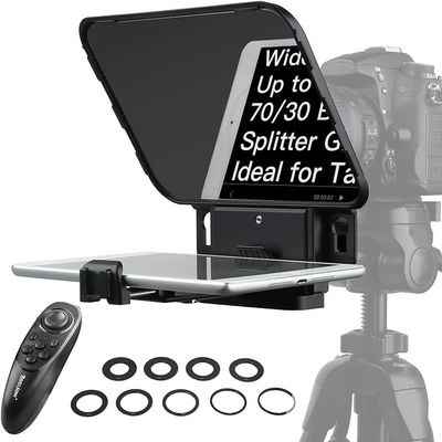 Desview T3 Teleprompter Broadcast Teleprompter for 11 inch Tablet iPad Phones Prompter Outdoor Interview Speech DSLR Reader prompteur Tablet and Support Wide Angle Lens, Simple Smaller Portable