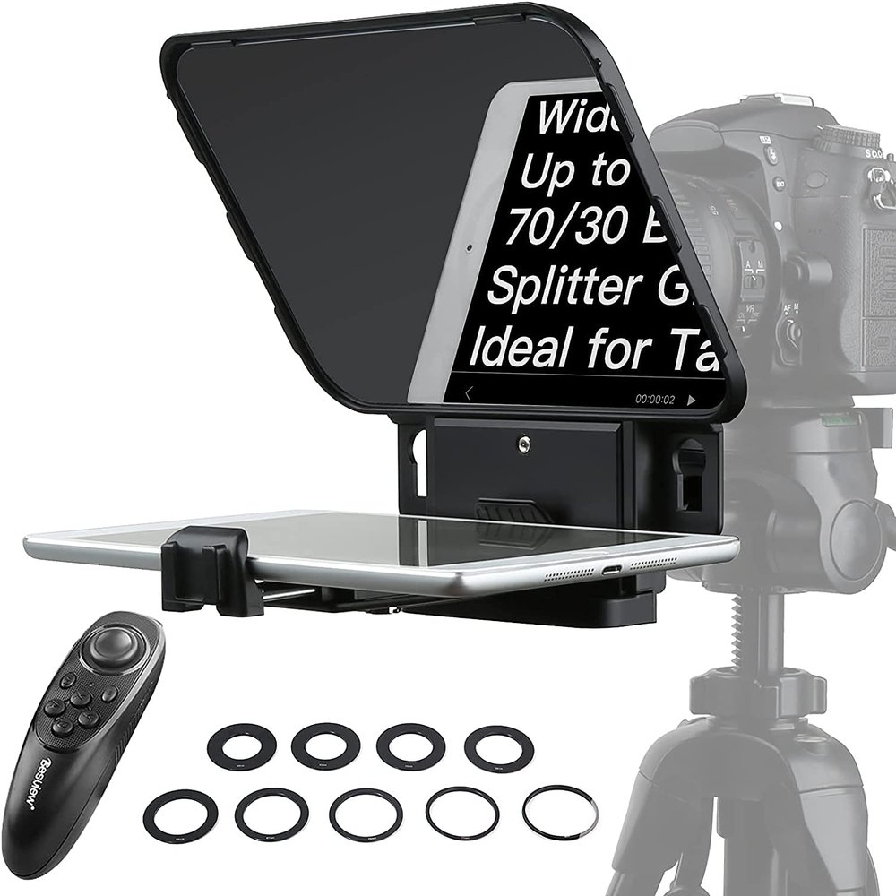 Desview T3 Teleprompter Broadcast Teleprompter for 11 inch Tablet iPad Phones Prompter Outdoor Interview Speech DSLR Reader prompteur Tablet and Support Wide Angle Lens, Simple Smaller Portable