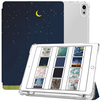 DuraSafe Cases for iPad Air 5th 4th 6th 11th [ Air 11/6 2024/5 2022/4 2020 ] A2588 A2316 MYFQ2LL/A MYFN2LL/A MYFQ2LL/A Printed Printed TPU Transparent Cover with Pencil Holder - Night Sky