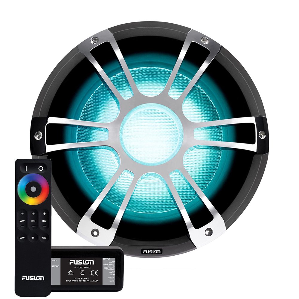 Fusion SG-SL122SPC Signature Series 12" Subwoofer Chrome Sports Grille, CRGBW LED with MS-CRGBWRC RGB Controller
