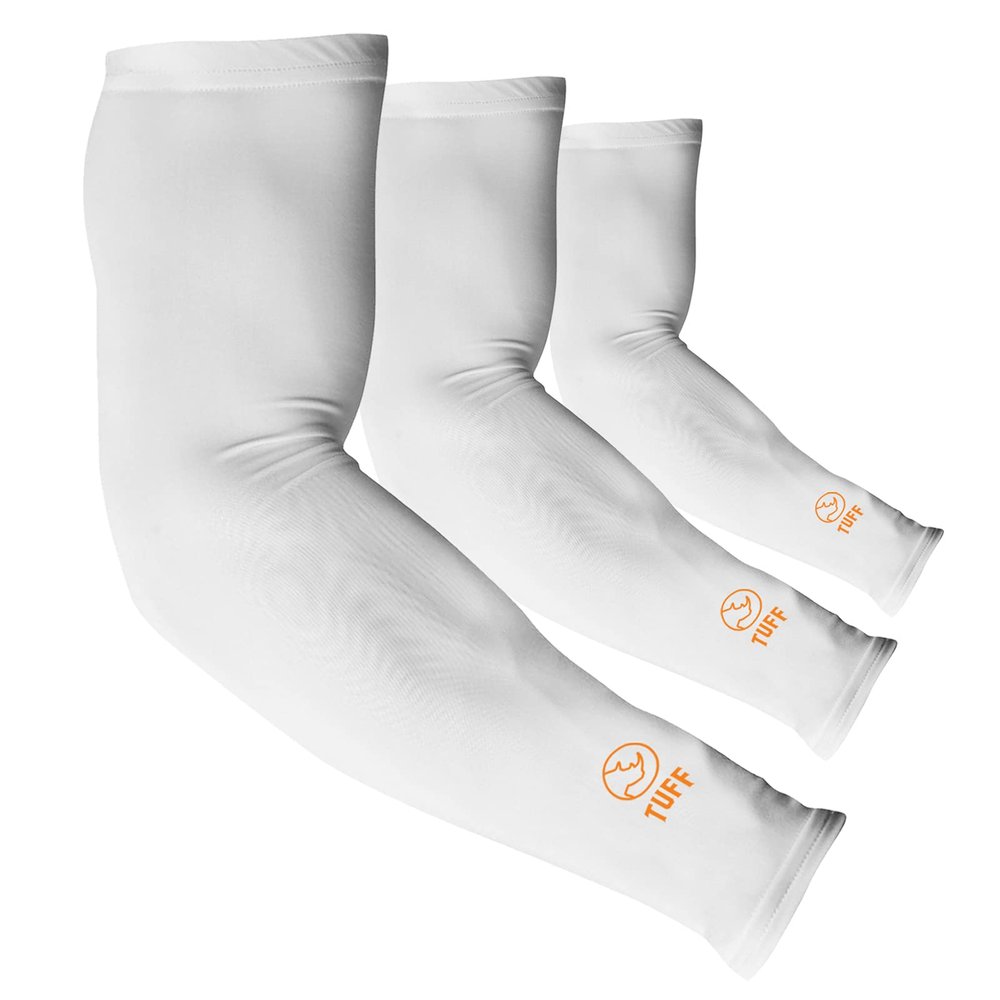 TUFF Compression Cooling Arm Sleeves - Arm Sleeves for Women - UV Protective UPF 50 Arm Sleeves for Men - Sleeves to Cover Arms Tattoo for Cycling, Basketball, Football, Golf, Gym and More