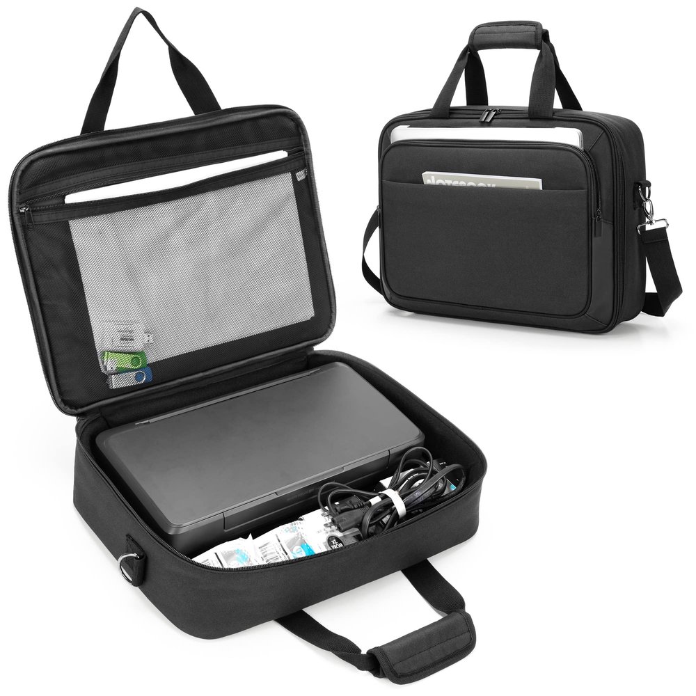 samdew Mobile Printer Storage Bag, with Laptop Layer up to 14", Bag Only