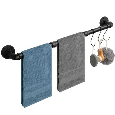 Jeasor Industrial Pipe Towel Rack Towel Bar, Heavy Duty Wall Mounted Rustic Farmhouse Bath Towel Holder for Bathroom (Black, 42 inch)