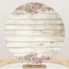 DASHAN 2.3x2.3m Round Backdrop Polyester Rustic Wood Backdrop Pink Flower Wedding Party Photography Background for Newborn Baby Children Kids Birthday Party YouTube Photo Props view 2